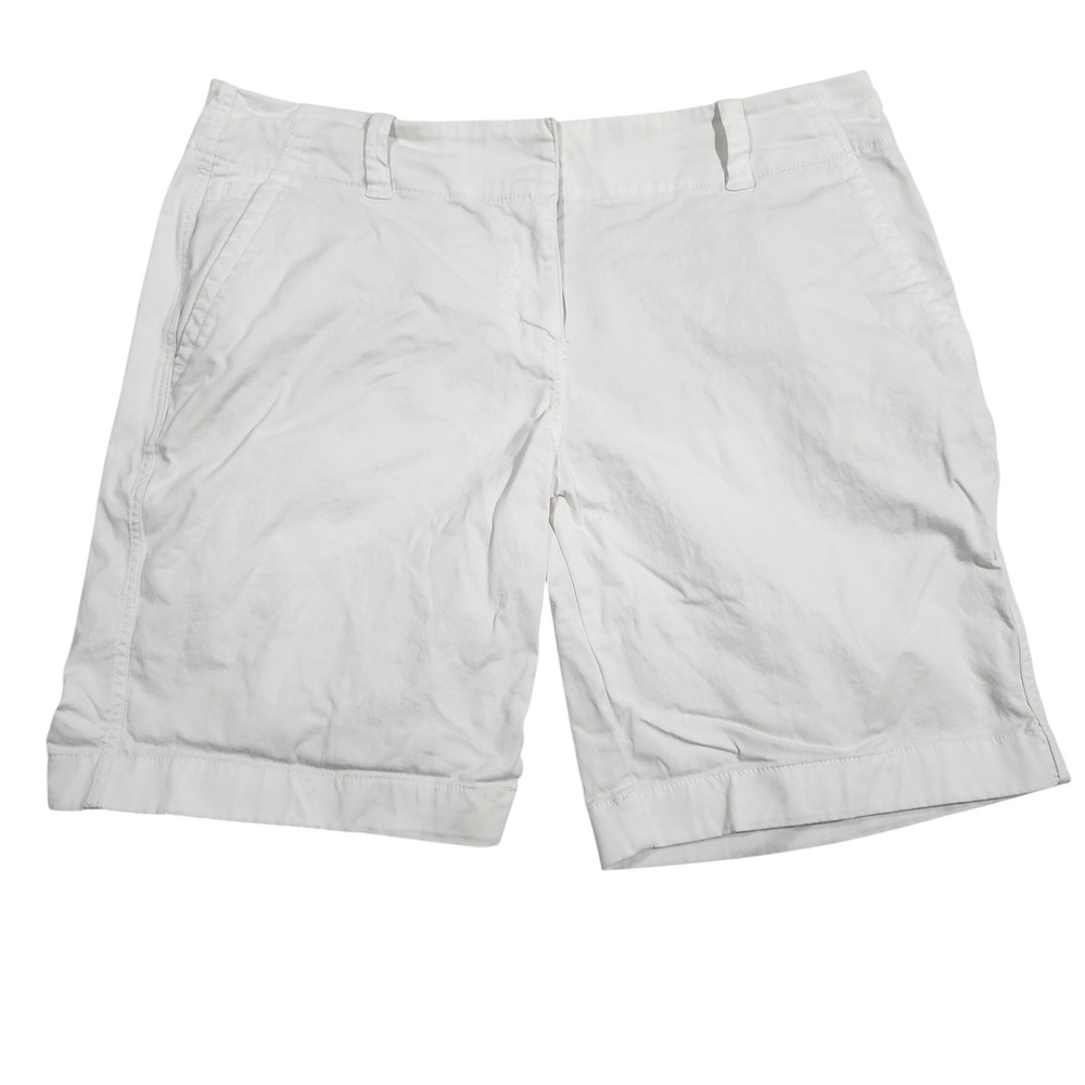 Vineyard Vines Womens White Chino Shorts Size 10 Cotton Twill Preppy Whale Logo